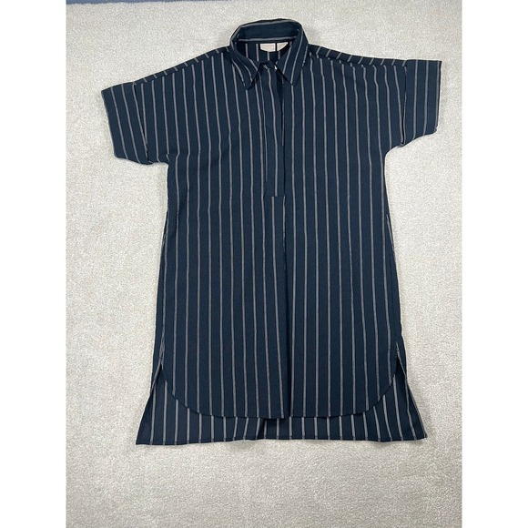 Chico's Tops - Chicos Travelers Womens Small  Navy Blue White Striped Short Sleeve Tunic Shirt